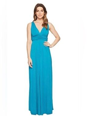 Tart Teal Double V-Neck Maxi Dress